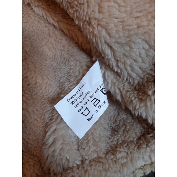 Zaful Women’s beige Sherpa Coat Size XL Zip Front cropped Fleece Jacket - Picture 5 of 8